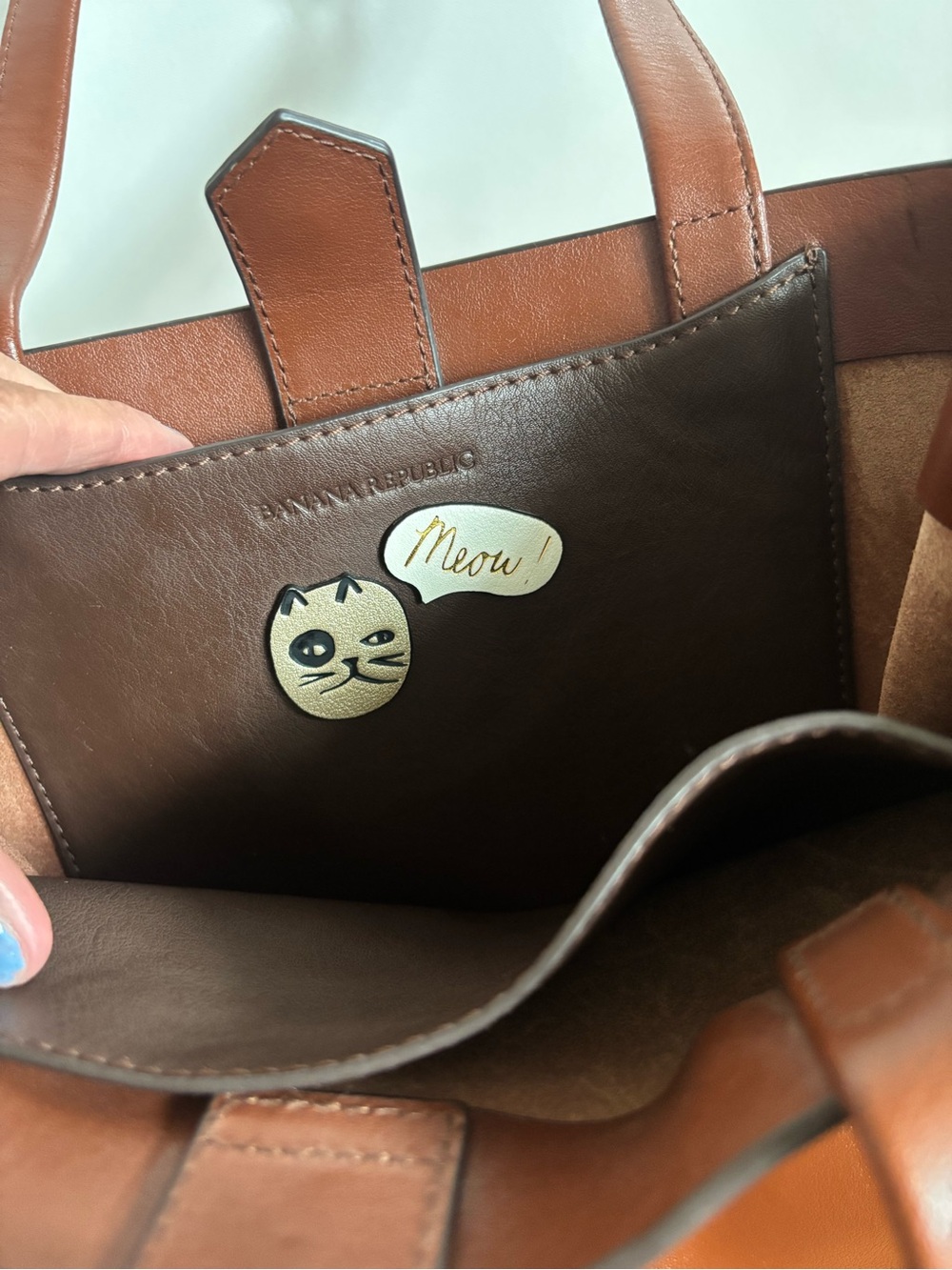 Banana Republic Brown Leather Satchel Tote Bag - Picture 4 of 9